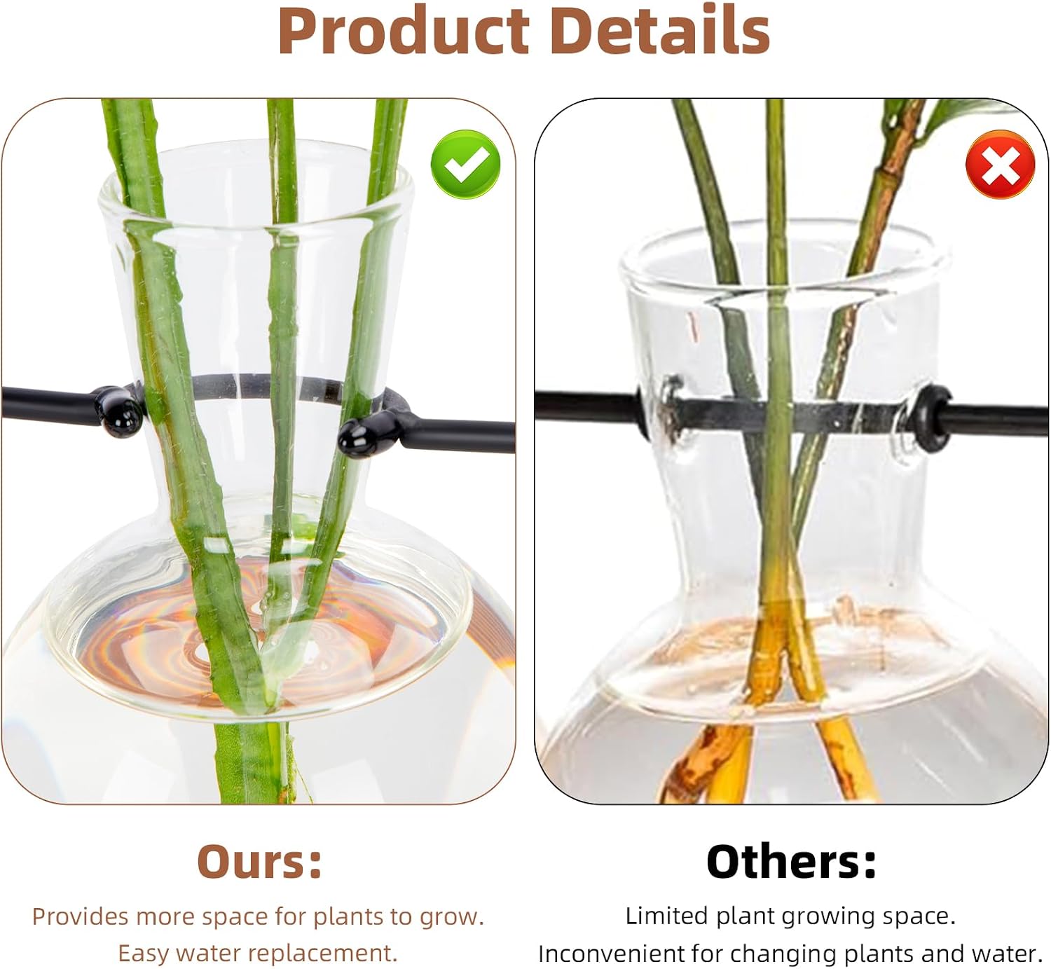 Plant Propagation Station with Wood Stand - 4 Bulb Glass Vases | Propagation Vases for Plants, Terrarium Kit for Home