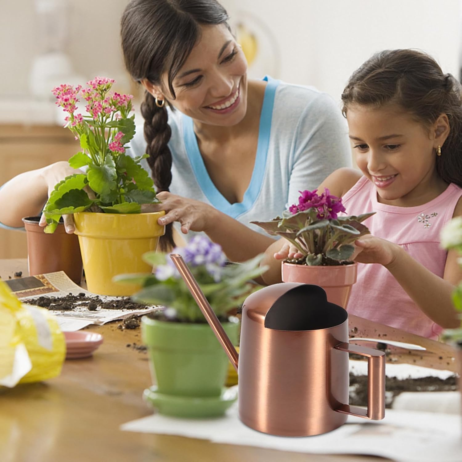 10oz/300ml Watering Can Indoor Plants, Long Spout Small Watering Sprinkling Pot Mini Stainless Steel Water Can Garden