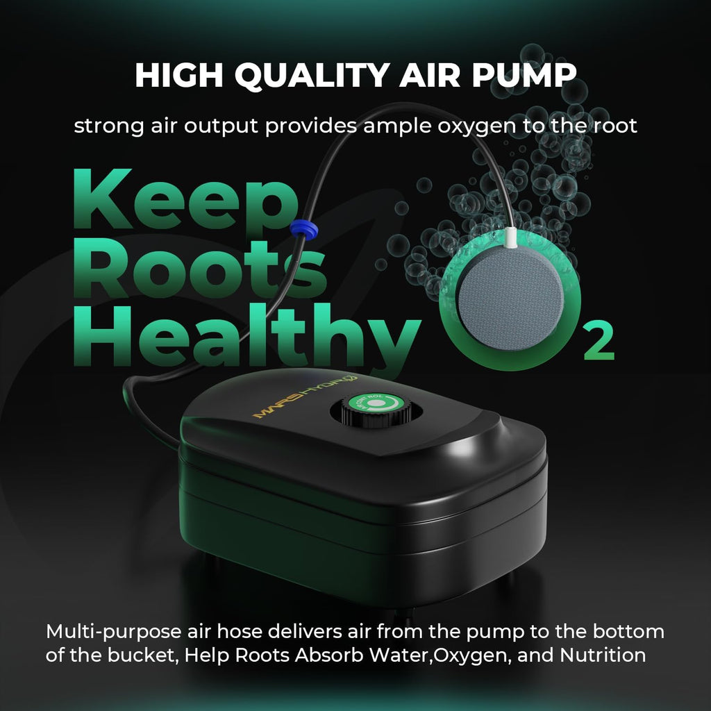 Mars Hydro DWC Hydroponics Grow System 5 Gallon Deep Water Culture with 8W Air Pump, Multi-Purpose Air Hose, Air Stone