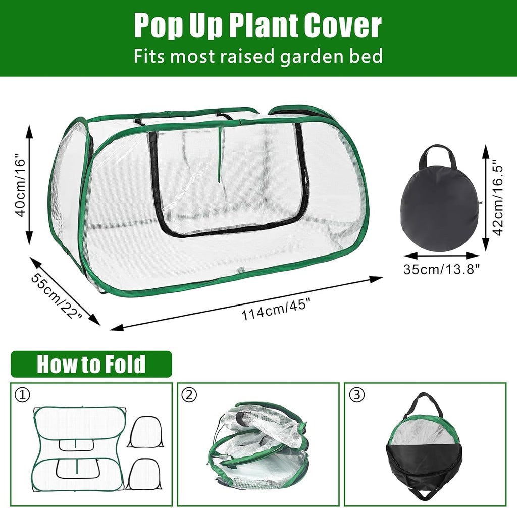 Dual-Layer Garden Plant Cover for Raised Beds,45x22x16 Freeze Protection | Breathable Mesh, Pop Up Garden Rows Plants