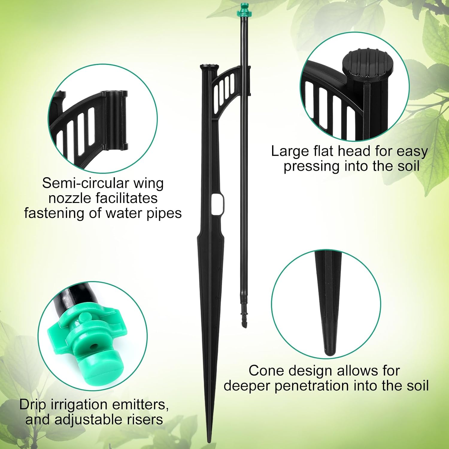 25 Pcs 12.8 Inch Drip Irrigation Stakes with 180 Degree Sprayer Emitters and Sprinkler Extension Riser 1/4 Inch Drip