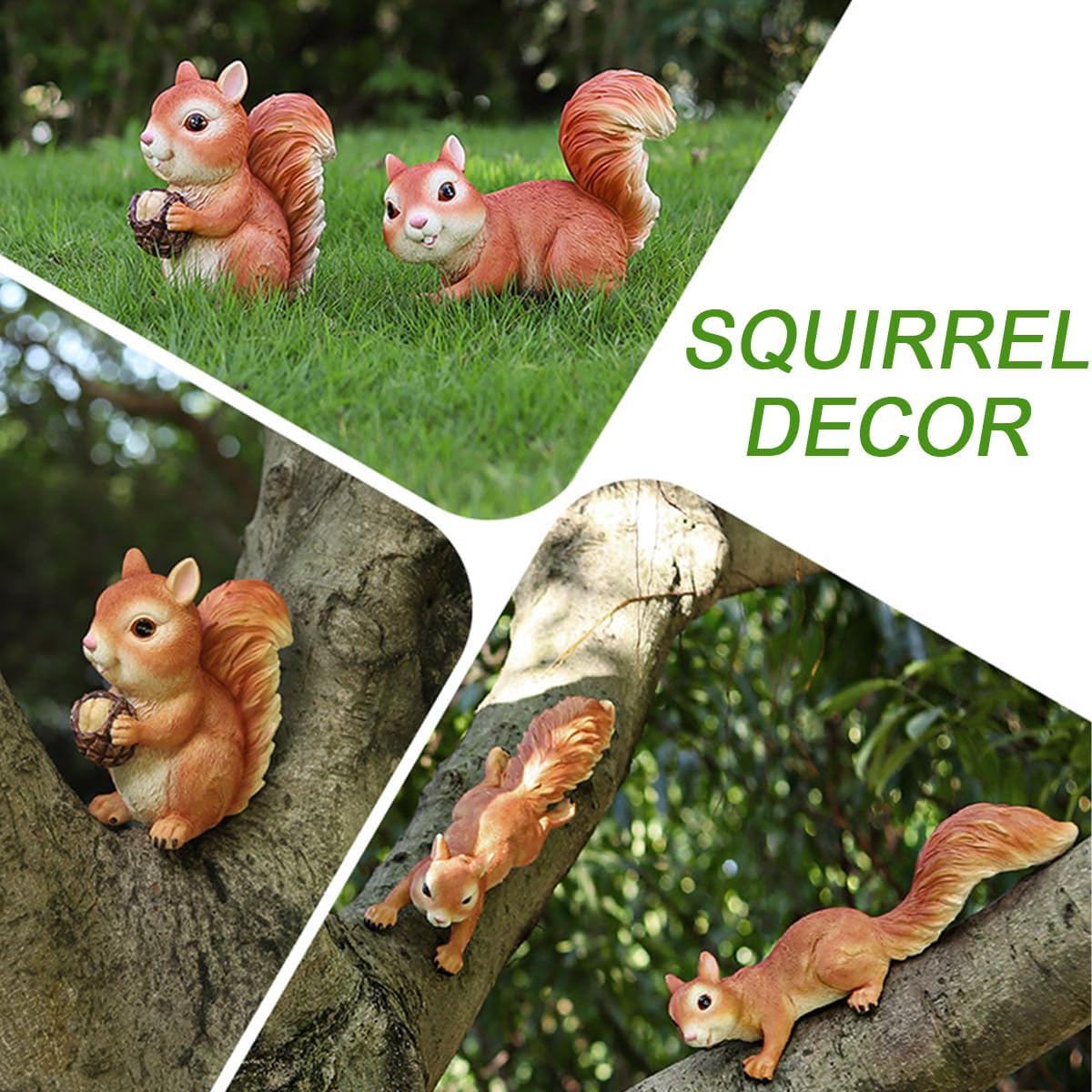 Squirrel Garden Statue Outdoor Decor, 13.8''(L)Resin Squirrel Figurine | Resin Squirrels Sculpture Decoration for Yard