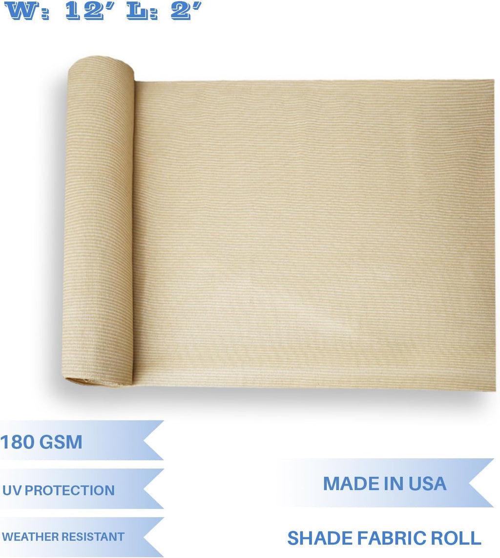 E&K Sunrise 12' x 2' Sun Shade Fabric Roll Outdoor Sun Shade Cloth Pergola Cover for Backyard Garden Patio Deck