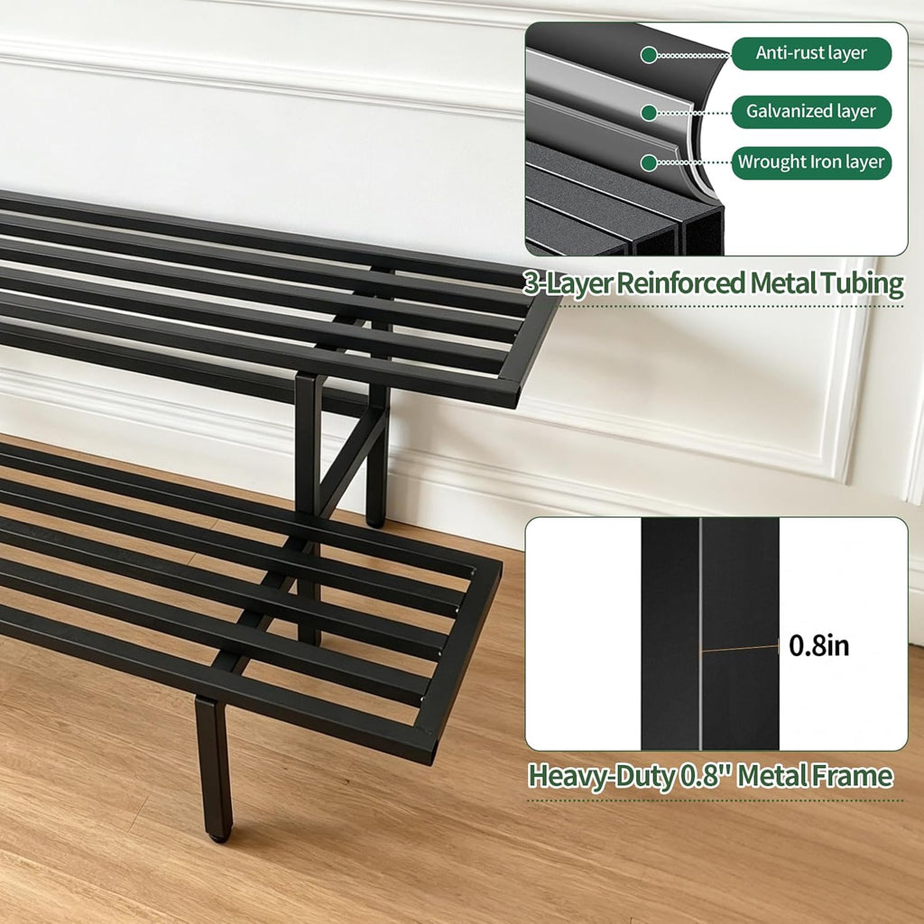 Heavy Duty Plant Stand Outdoor Indoor, Large Metal 48" L x 10" W x 12" H | Plant Stands Indoor Outdoor 2-Tier Flower