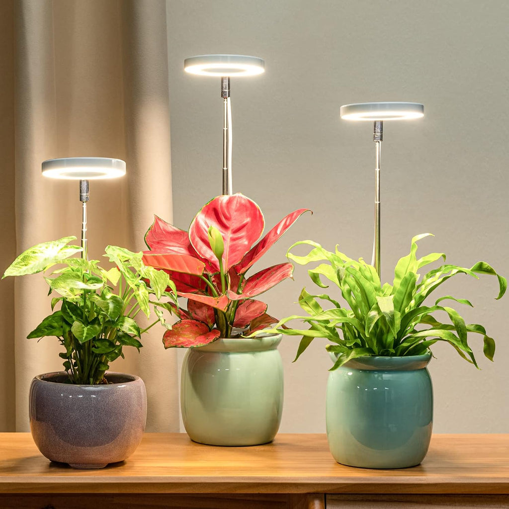 LORDEM Full Spectrum LED Grow Light for Indoor Plants, 3 Packs | Height Adjustable, Auto On/Off Timer 4/8/12H, 4