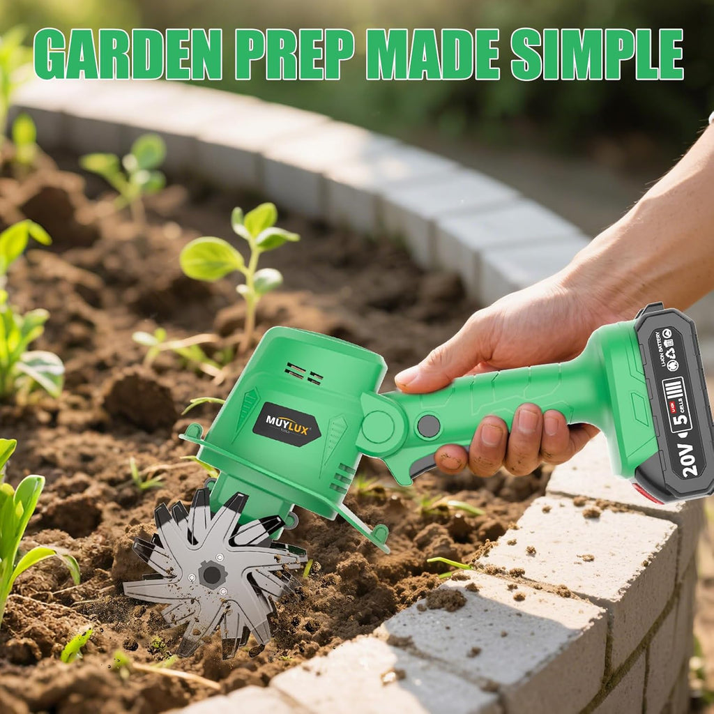 20V Cordless Tiller Cultivator for Gardening, Electric Garden Tiller with 2 x 2.0Ah Batteries & Charger, Garden