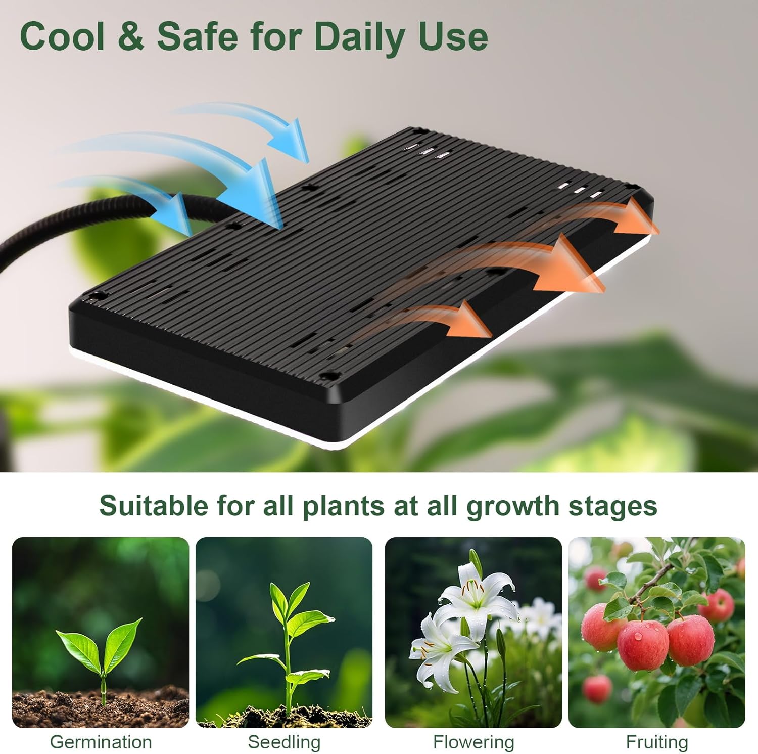LBW Grow Light for Indoor Plants, Quad-Head Standing Plant Light, Full Spectrum, Wide Coverage, 63” Adjustable Height