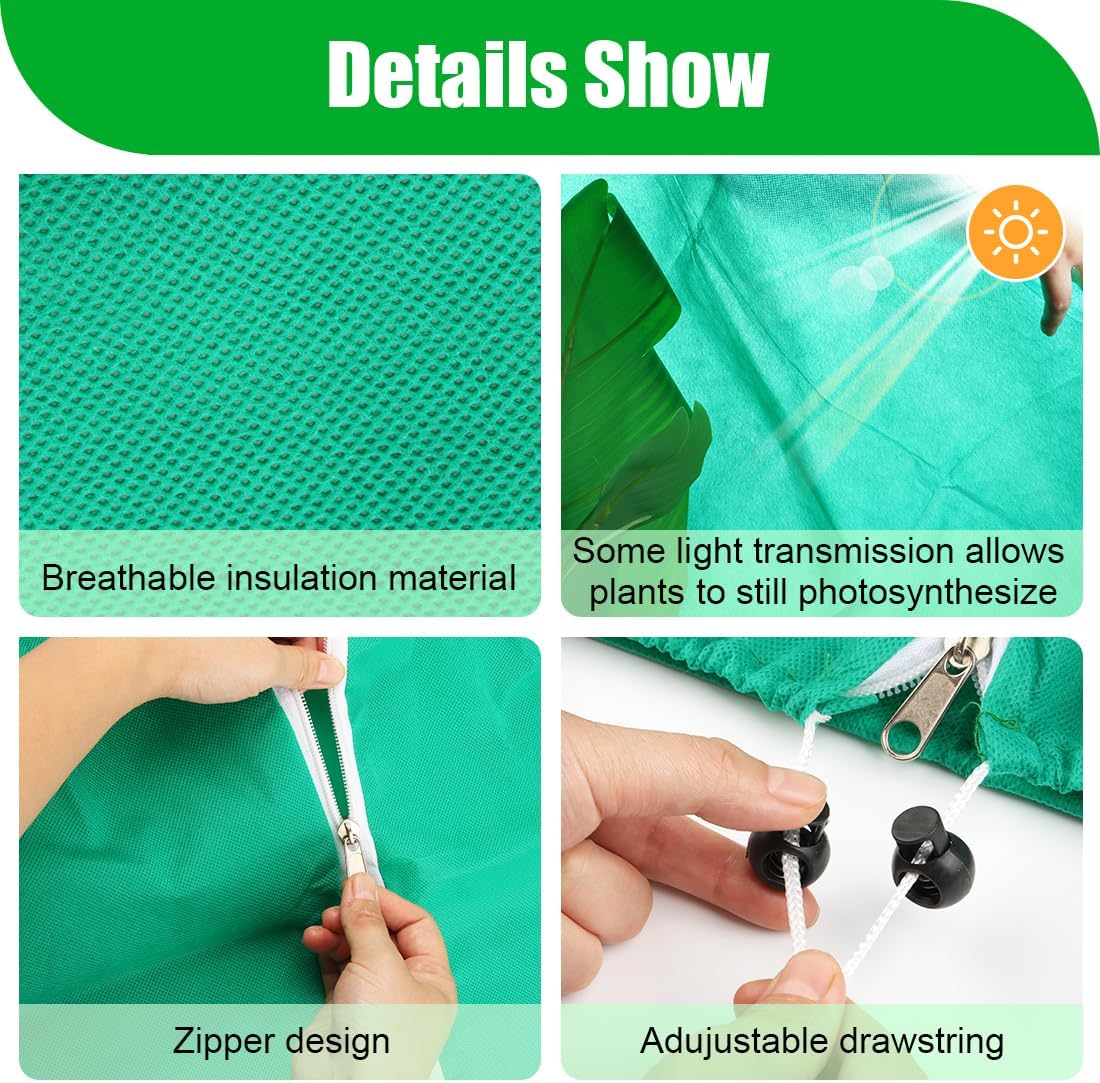 4-Pack Plant Covers Freeze Protection, Frost Covers with Zipper Drawstring, Plant Protectors from Animals, Outdoor