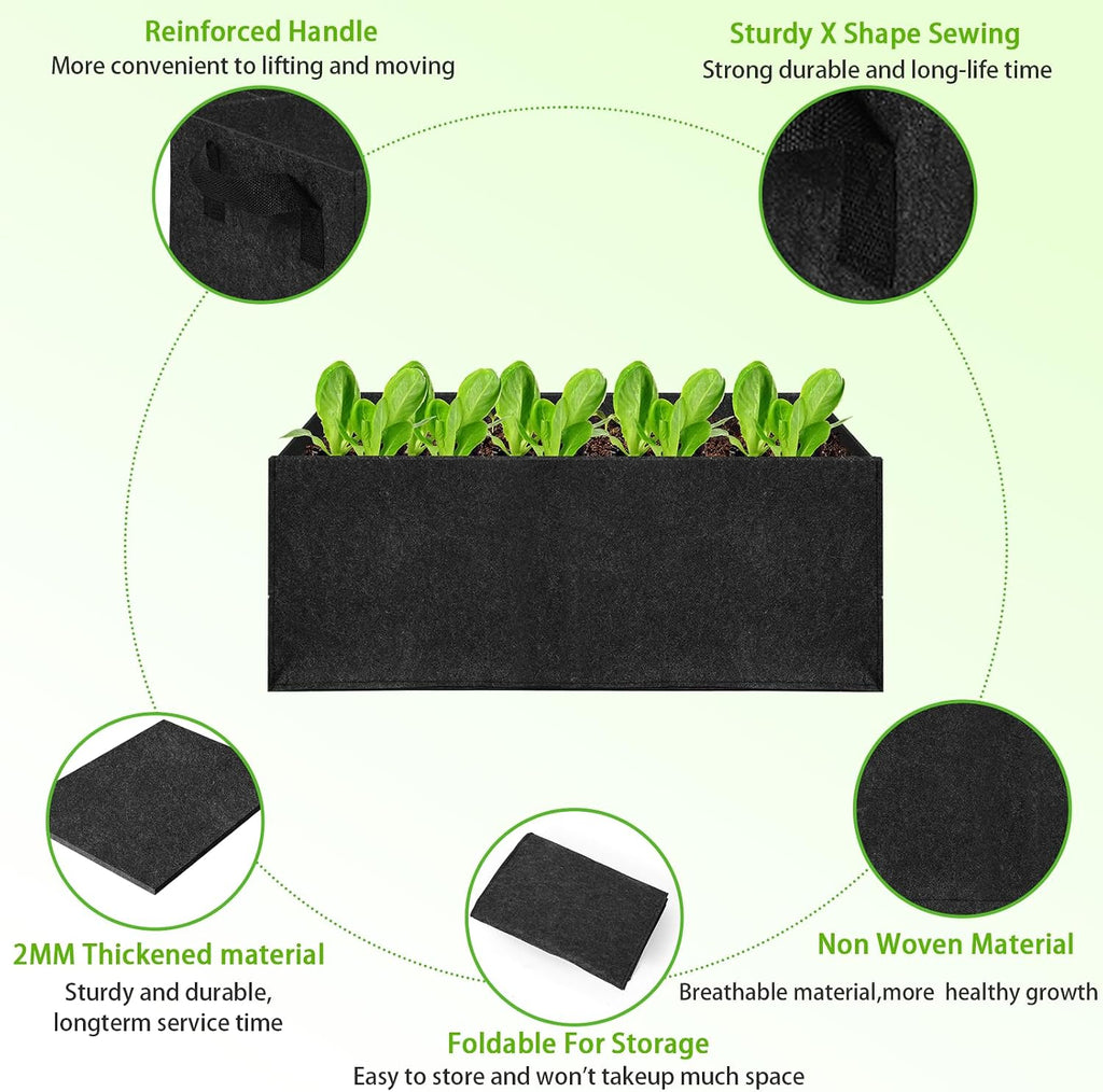3 Pcs Plant Grow Bags Breathable Square Fabric Raised Garden Bed 9.5 Gal | 36L/9.5 Gallon 400GSM Heavy Duty Growing