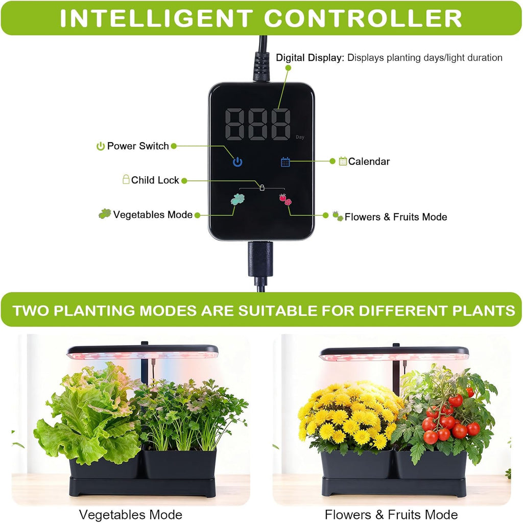 Indoor Herb Garden with Grow Light & Pots, Full Spectrum LED Planter for Kitchen Herbs & Houseplants, Height Adjustable