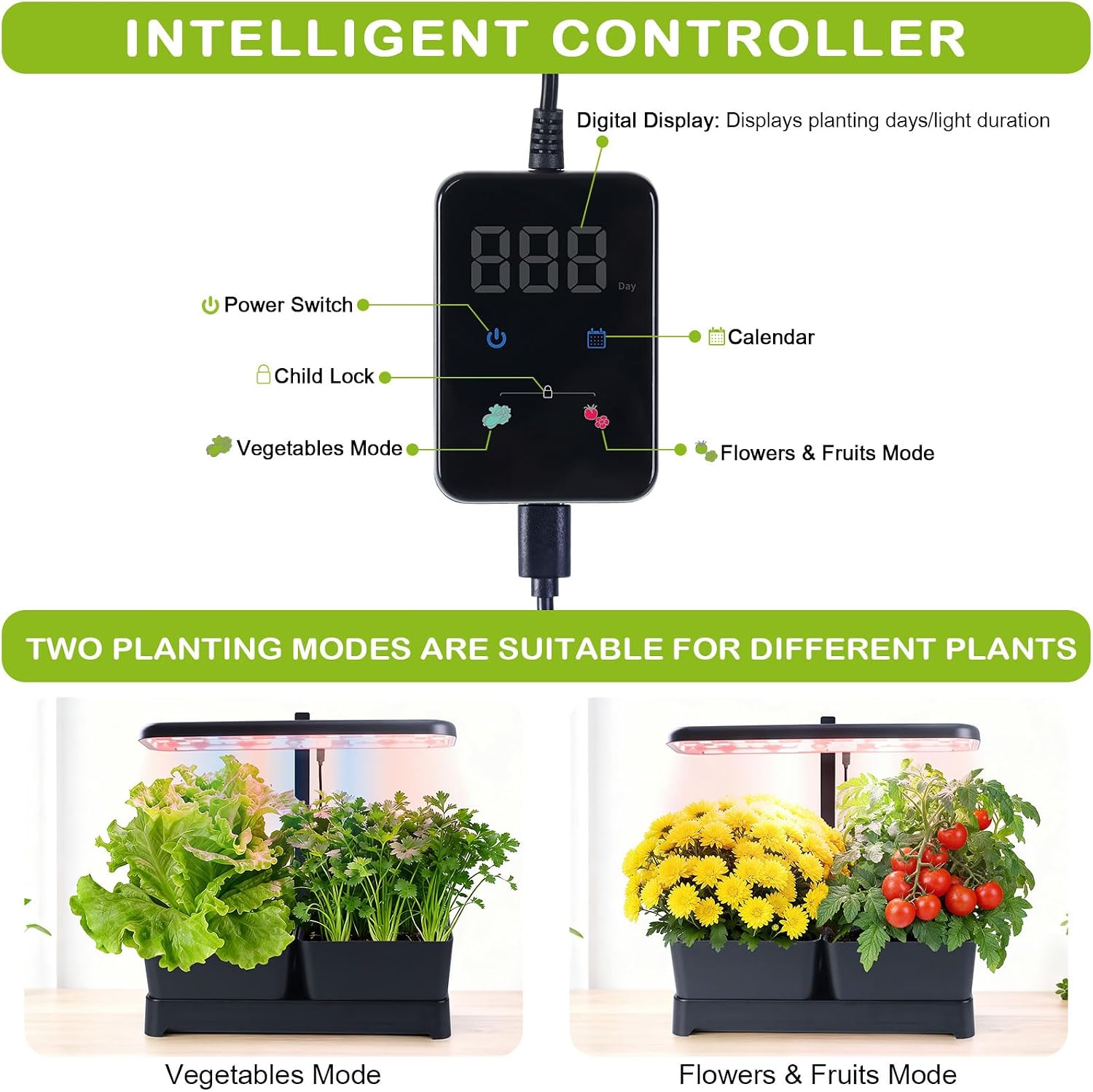 Indoor Herb Garden with Grow Light & Pots, Full Spectrum LED Planter for Kitchen Herbs & Houseplants, Height Adjustable