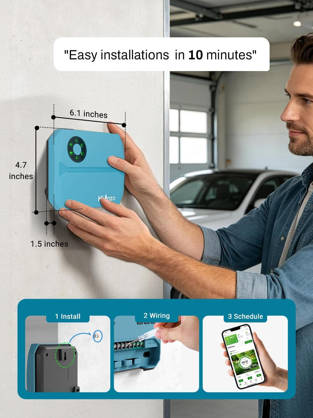 Smart Sprinklers Controller WiFi, Irrigation Controller Easy Use App Enabled, 4 Zone + 16 Plans, Save Water Auto Skip