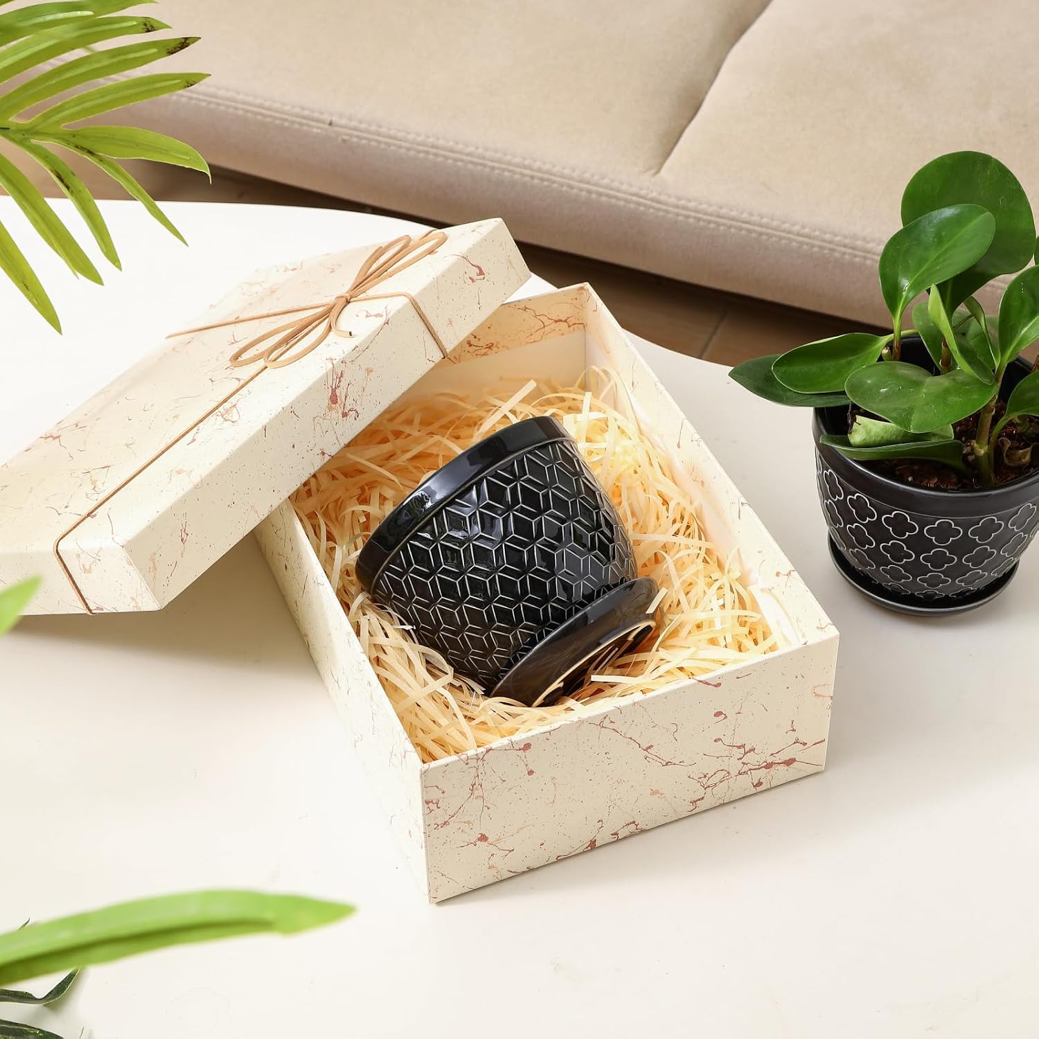 Sureasy Ceramic Plant Pots, 4.7 Inch Flower Pots for Indoor Plants, Succulent Pots with Saucer and Drainage Hole