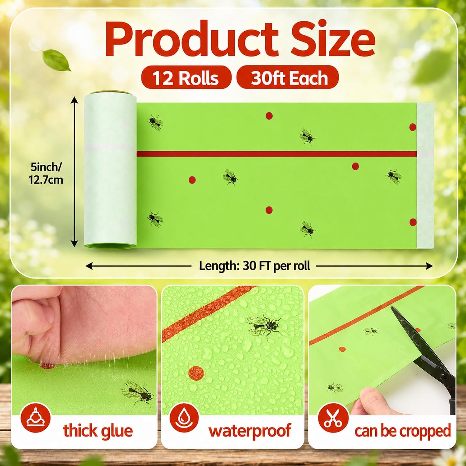 12 Rolls Spotted Lantern Fly Tree Trap 30 Feet Each Roll Lanternfly Tree Outdoor Fruit Fly Sticky Strips Paper Insect