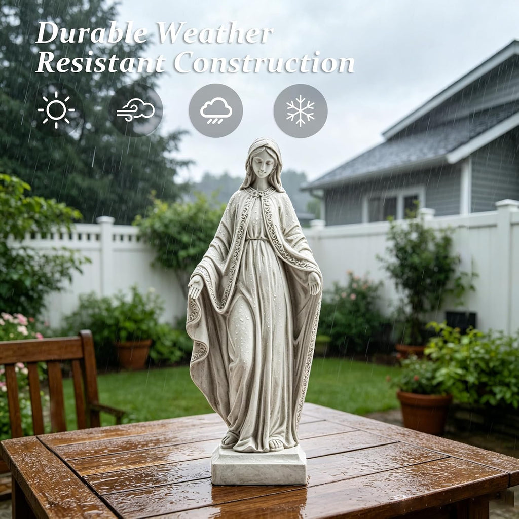 Virgin Mary Statue, 15" H Resin Blessed Mother Mary Statue | Religious Virgin Mary Statue Outdoor, Catholic Home Decor
