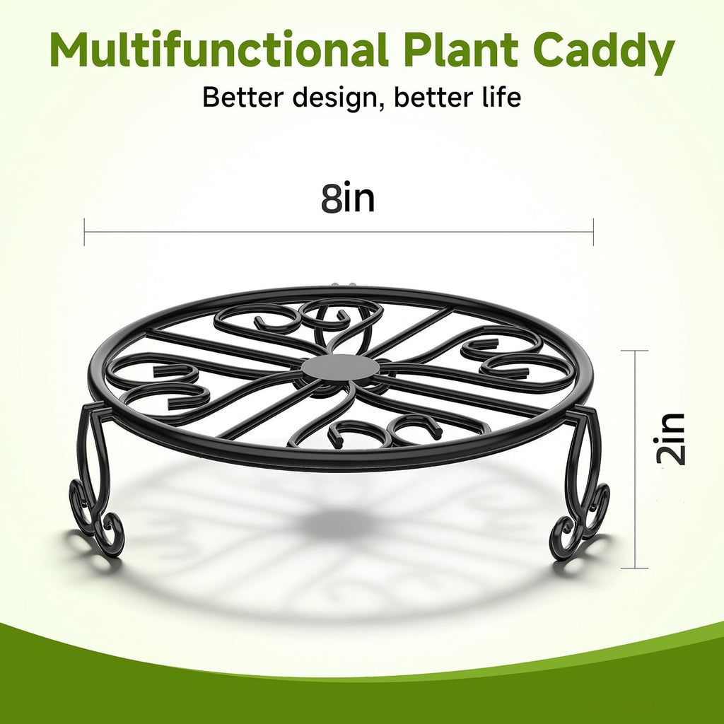 NSYOOMH 3-Pack Sturdy Plant Stands for Outdoor & Indoor Use, Heavy Duty Rustproof Metal Pot Stand Holder, Single Short