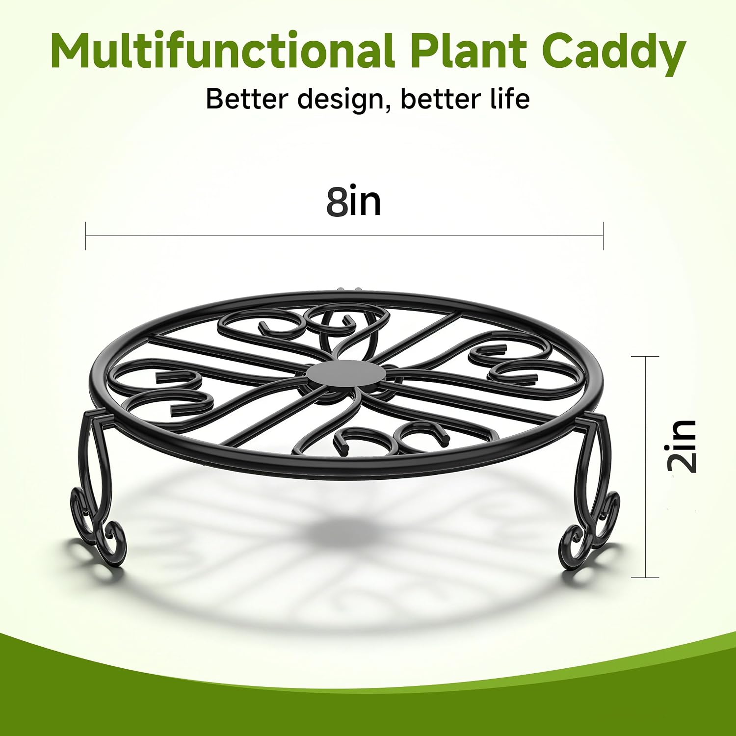 NSYOOMH 3-Pack Sturdy Plant Stands for Outdoor & Indoor Use, Heavy Duty Rustproof Metal Pot Stand Holder, Single Short