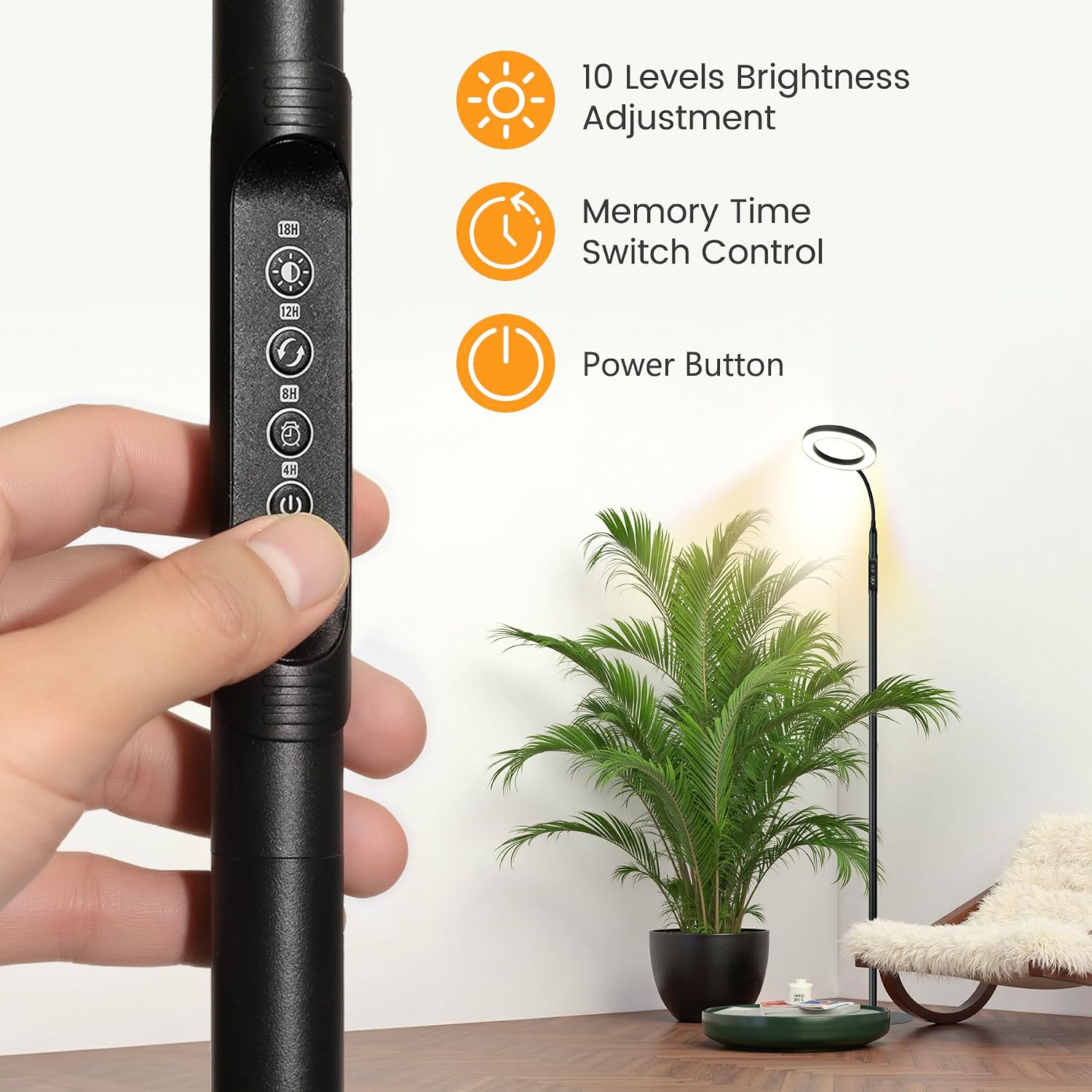 Grow Light Indoor Plants, 20W Full Spectrum Lamp, Height Adjustable Stand | 4/8/12H Auto Timer Setting,10 Dimmable