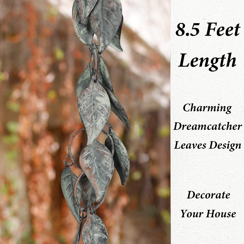 8.5 FT Rain Chain, Rain Chains for Gutters, Metal Rain Chain Downspouts | Metal Rain Catcher for Outside, Circle with