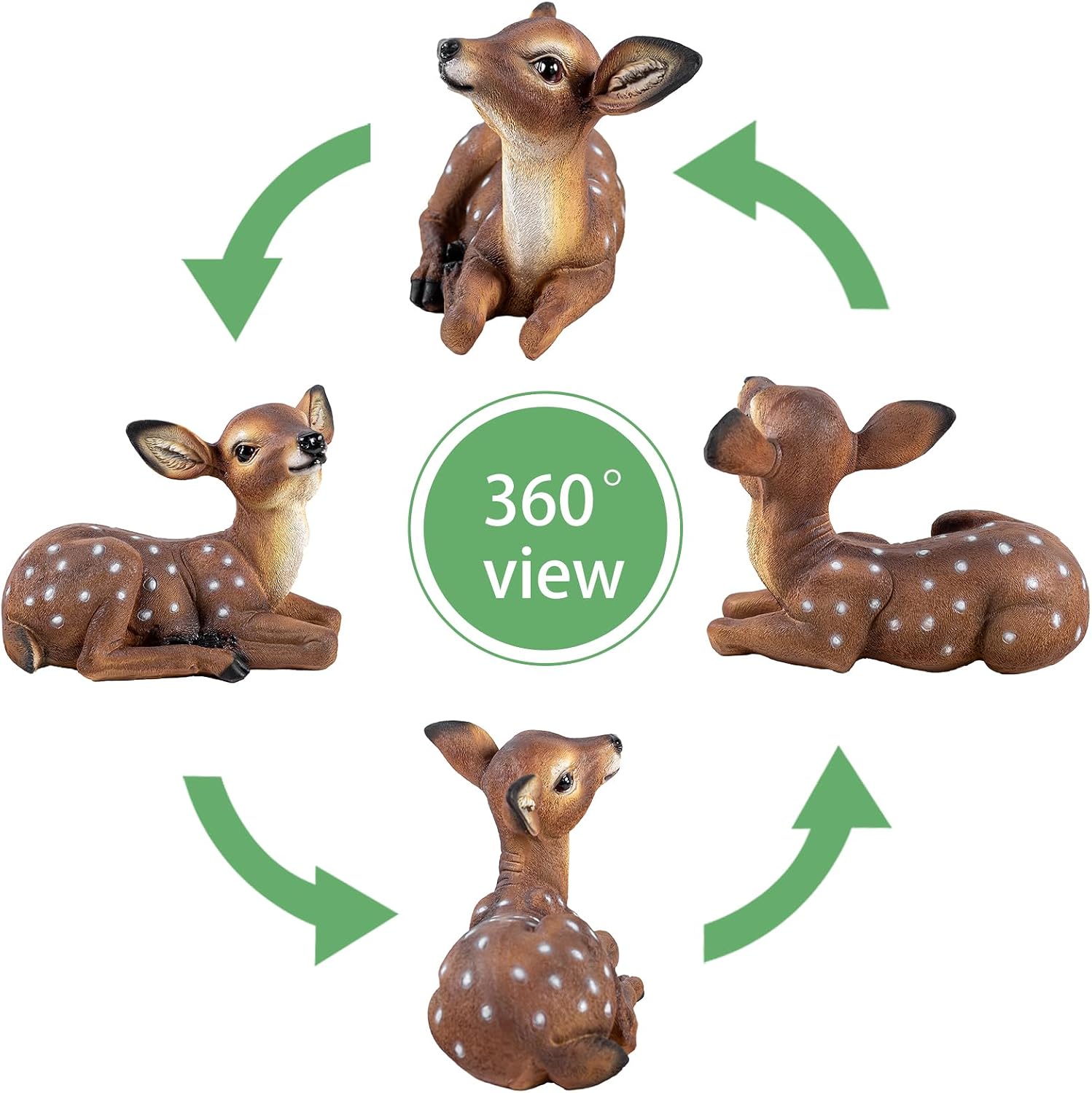 Outdoor Garden Deer Statue, Decorative Sculpture Brown Resin Fawn Sculpture, 9.45 x 6.3 x 5.1 inches Yard Lawn Decor
