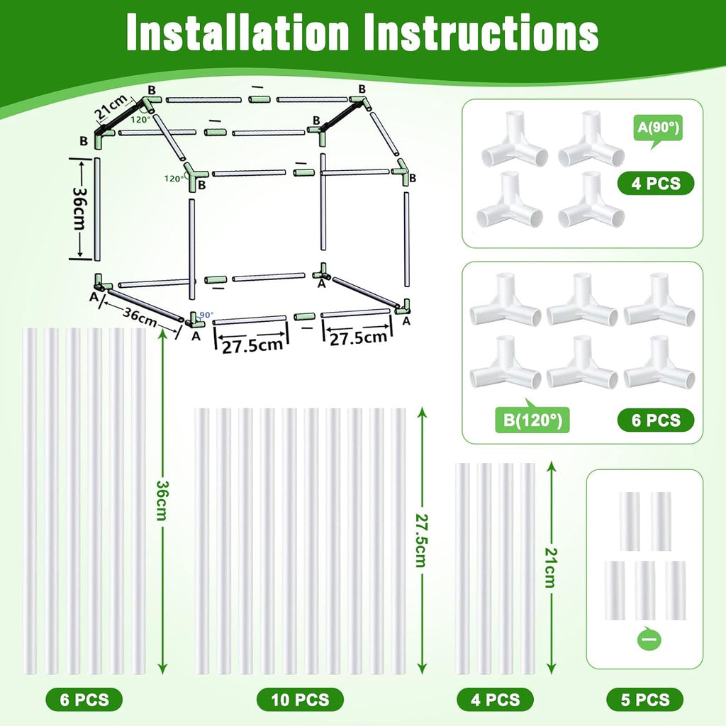 Mini Greenhouse with Grow Light for Indoor, PVC Planting Tent with Waterproof Mat & Zipper Door,15W Full-Spectrum LED