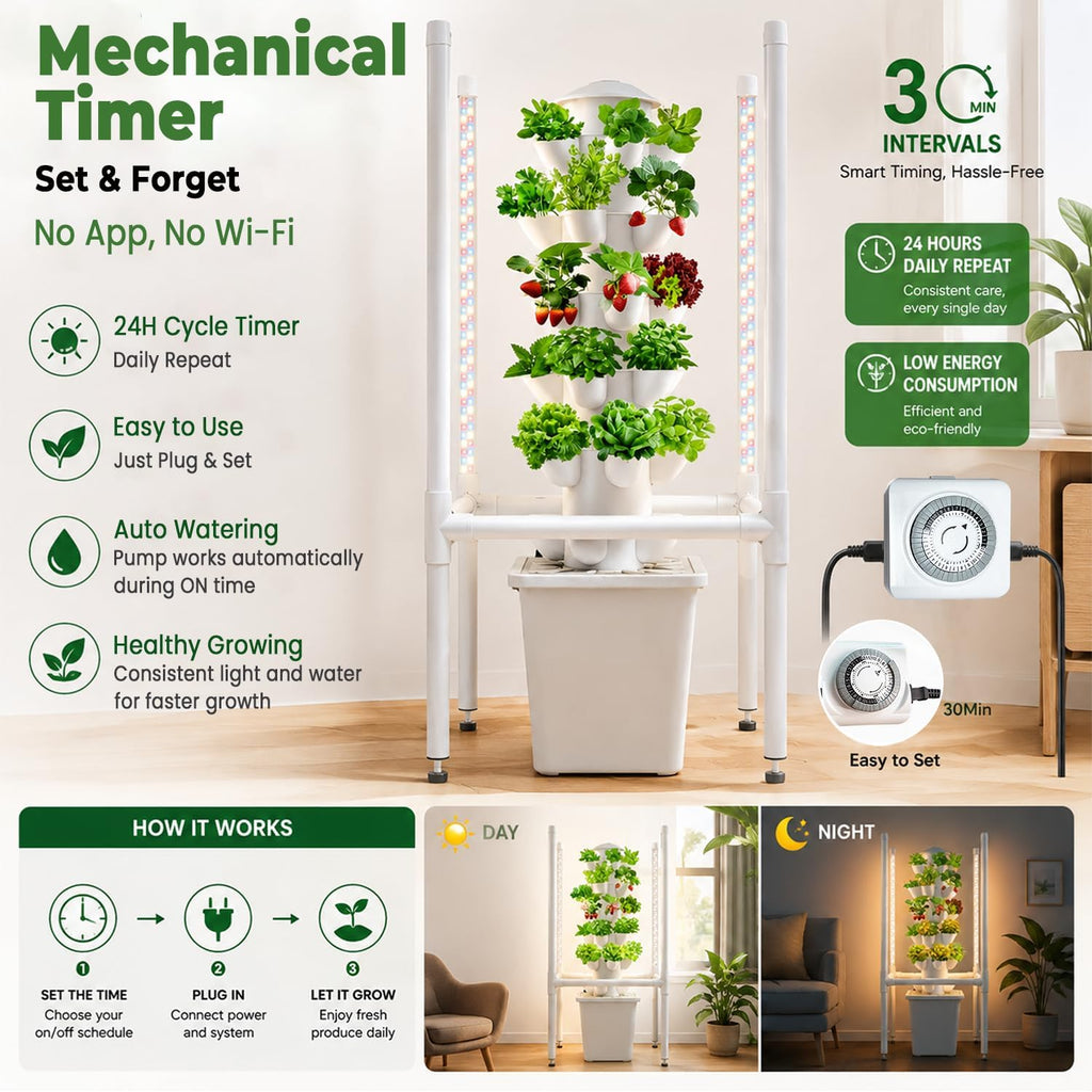 Hydroponics Growing System, 30 Pods Indoor Hydroponic Garden with 48W LED Grow Light for Year-Round Gardening, Plants