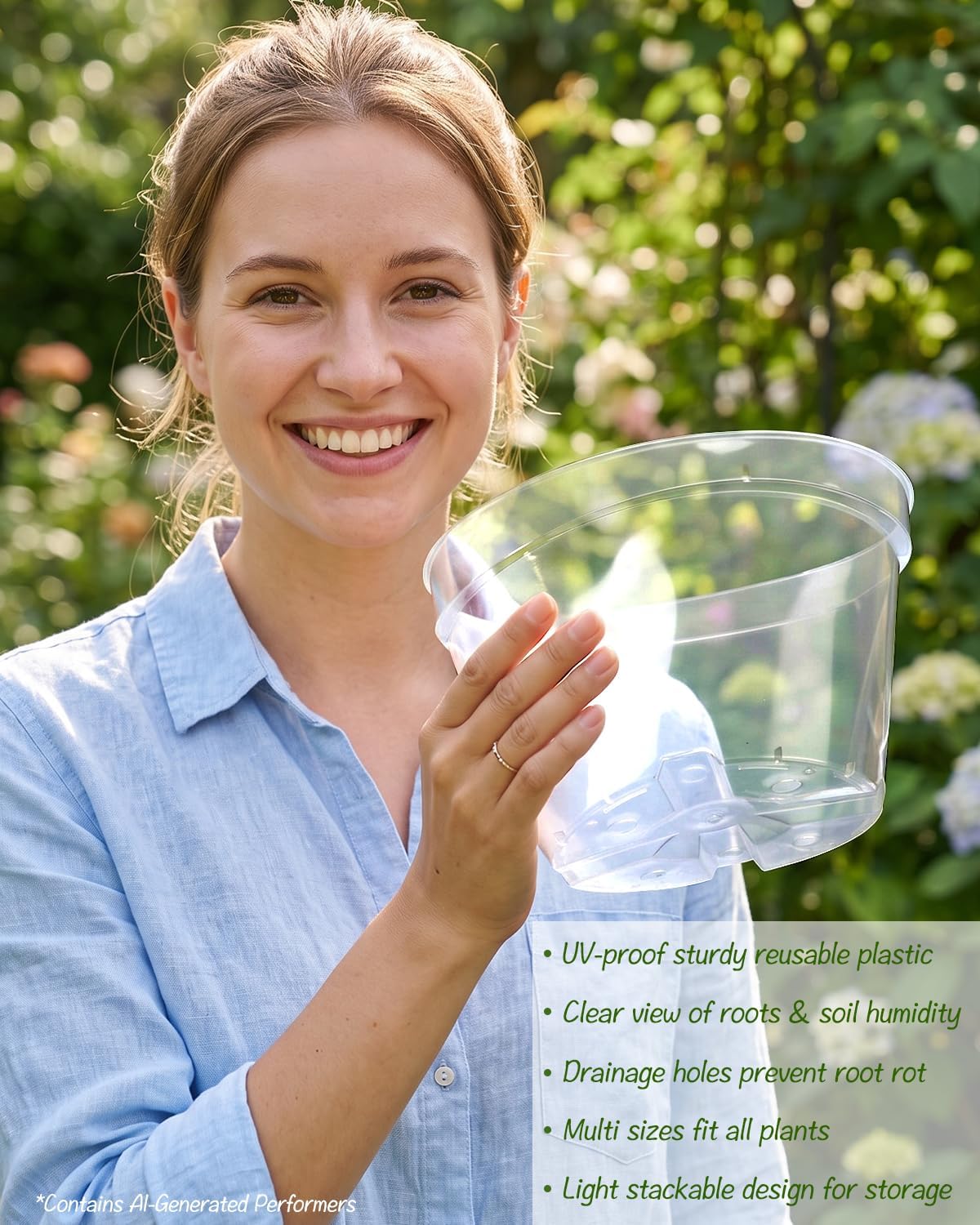 16 Pack 4/6/7.9/9.8 inch Clear Nursery Pots with Drainage Holes | Thickened UV Resistant Plastic Pots, Comes with Plant
