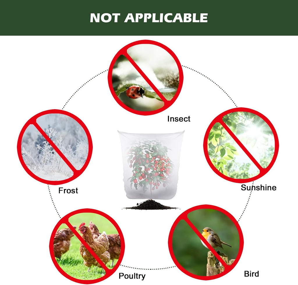 CHANGE MOORE Insect Bird Mesh Netting for Garden, Fruit Protection Bags with Drawstring, 3.2 Ft x 2.6 Ft Perfect for
