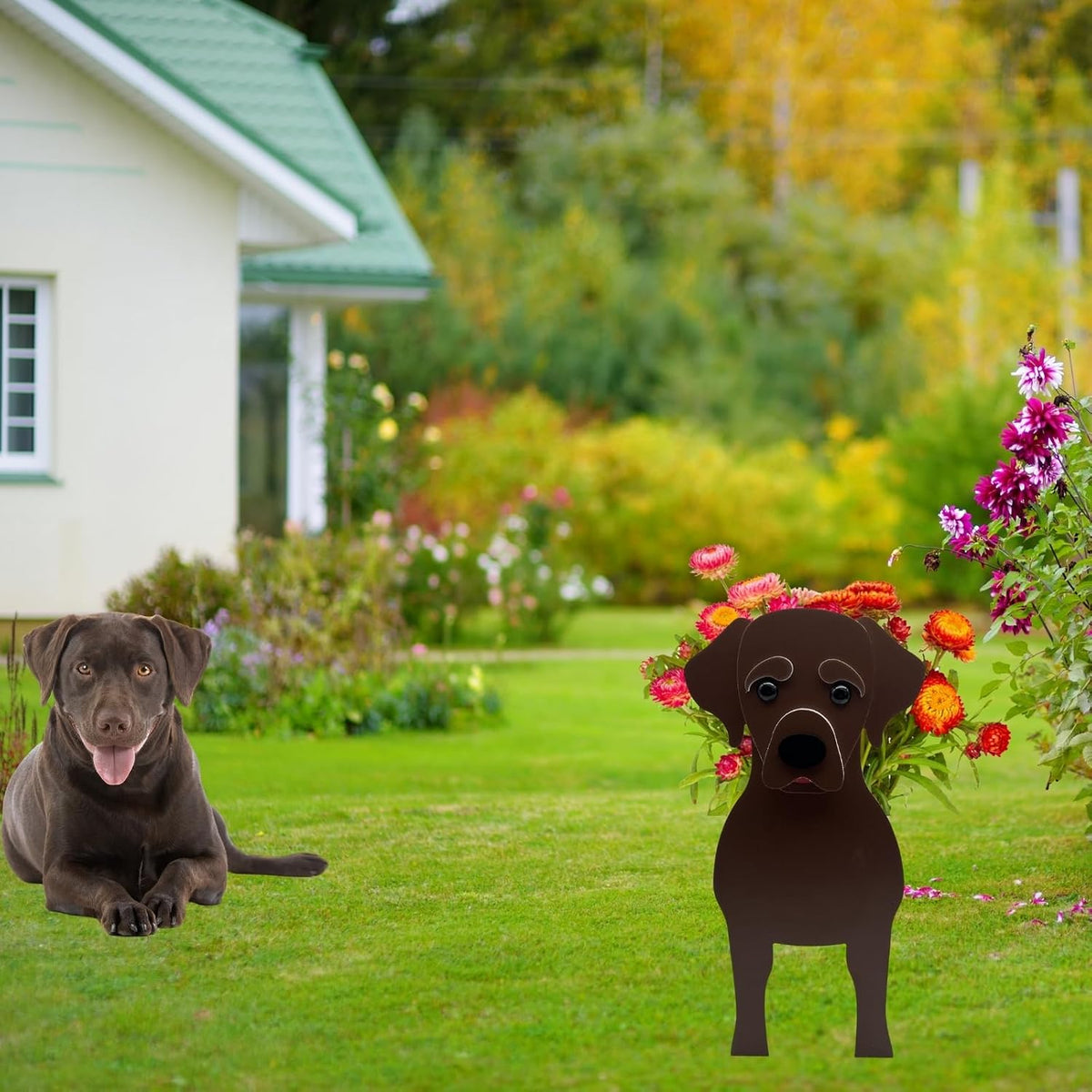 Chocolate Labrador Dog Planter Pots, Animal Shaped Flower Pot | Cute Plant Gift for Women and Pet Lovers, Indoor