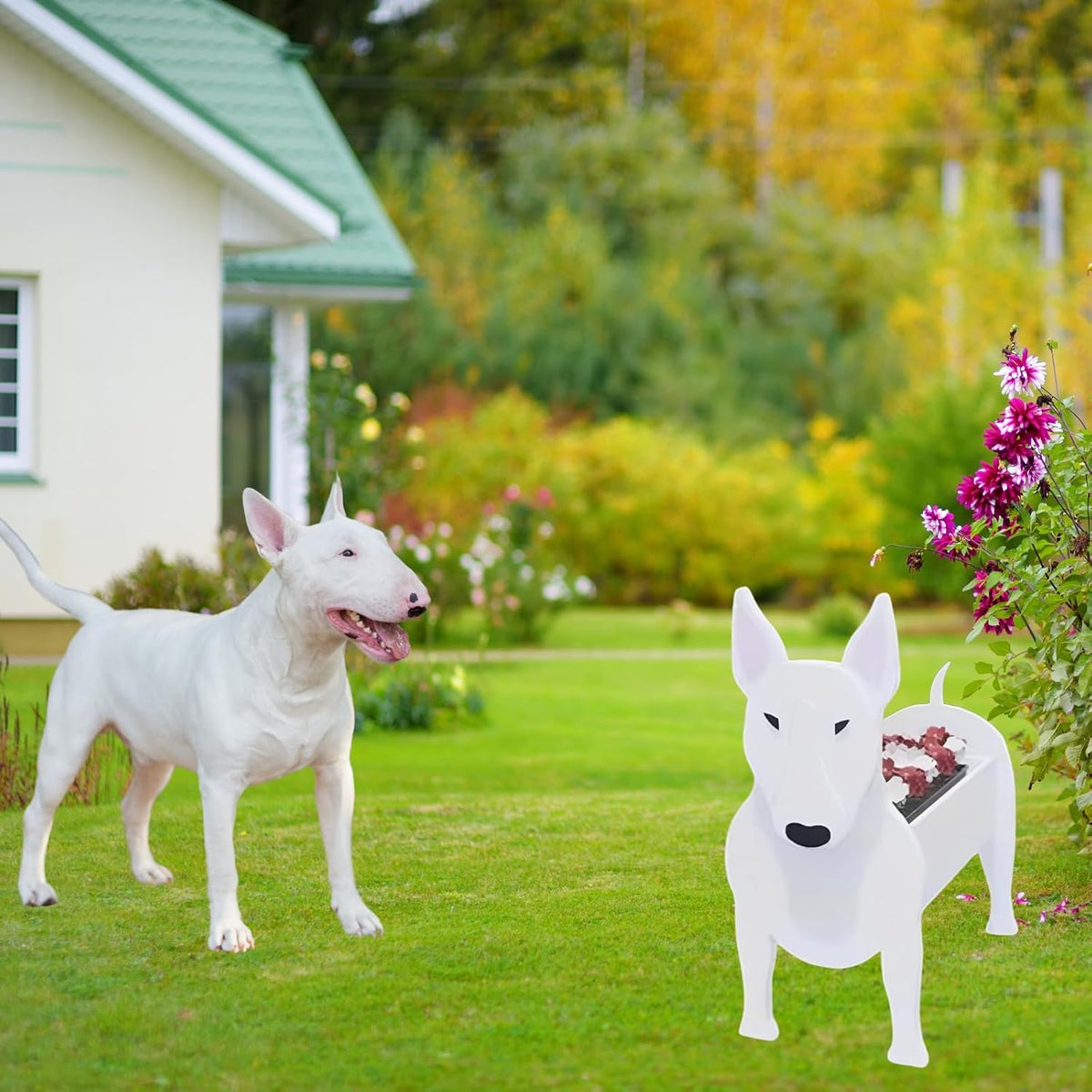 Bull Terrier Dog Planter Pots, Animal Shaped Flower Pot | Cute Plant Gift for Women and Pet Lovers, Indoor Outdoor