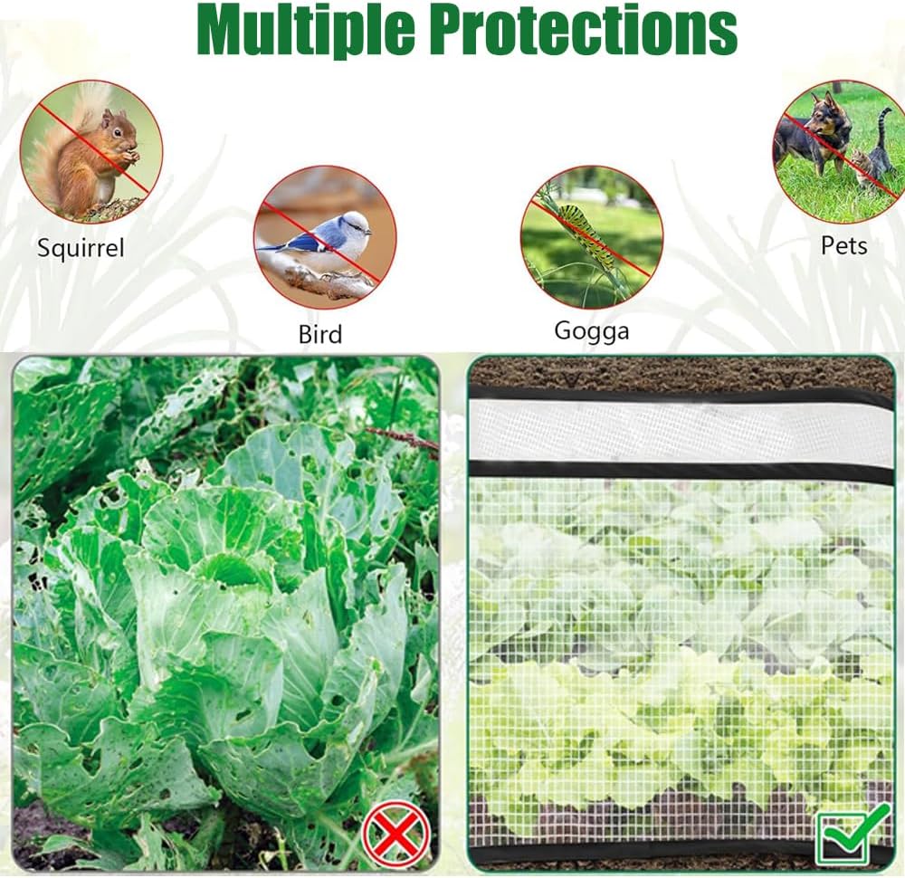 Verveens Pop Up Garden Row Cover, 45x22x16 for Raised Beds | Fine Mesh Protects Veggies & Seedlings, Blocks Birds &