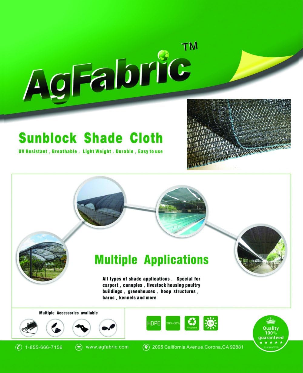 Agfabric 6.5 X 20ft 30% Sun Shade Sun Shade Fabric Sunblock Shade Cloth Cover with Clips for Plants, Black