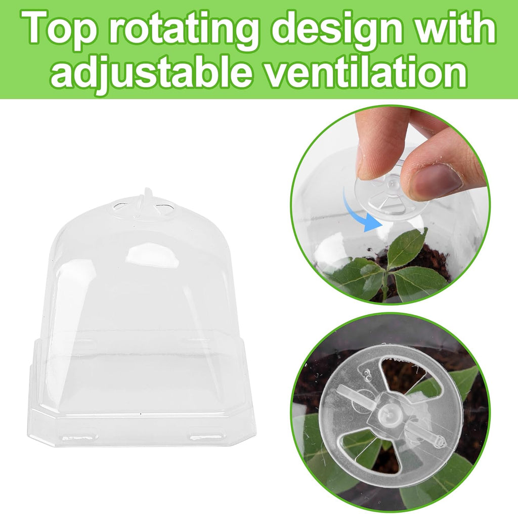 50 Pcs 3" Clear Plant Nursery Pot with Humidity Dome, Plastic Gardening Pot | Plastic Plant Container with Labels