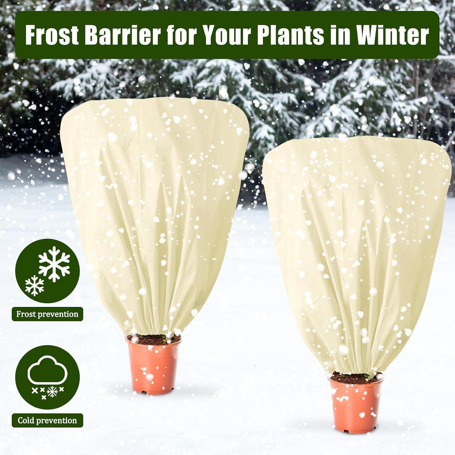 8 Pcs Plant Covers Frost Protection Bag Winter Reusable Plants Jacket with Drawstring Shrub Protection Wraps Bags Frost