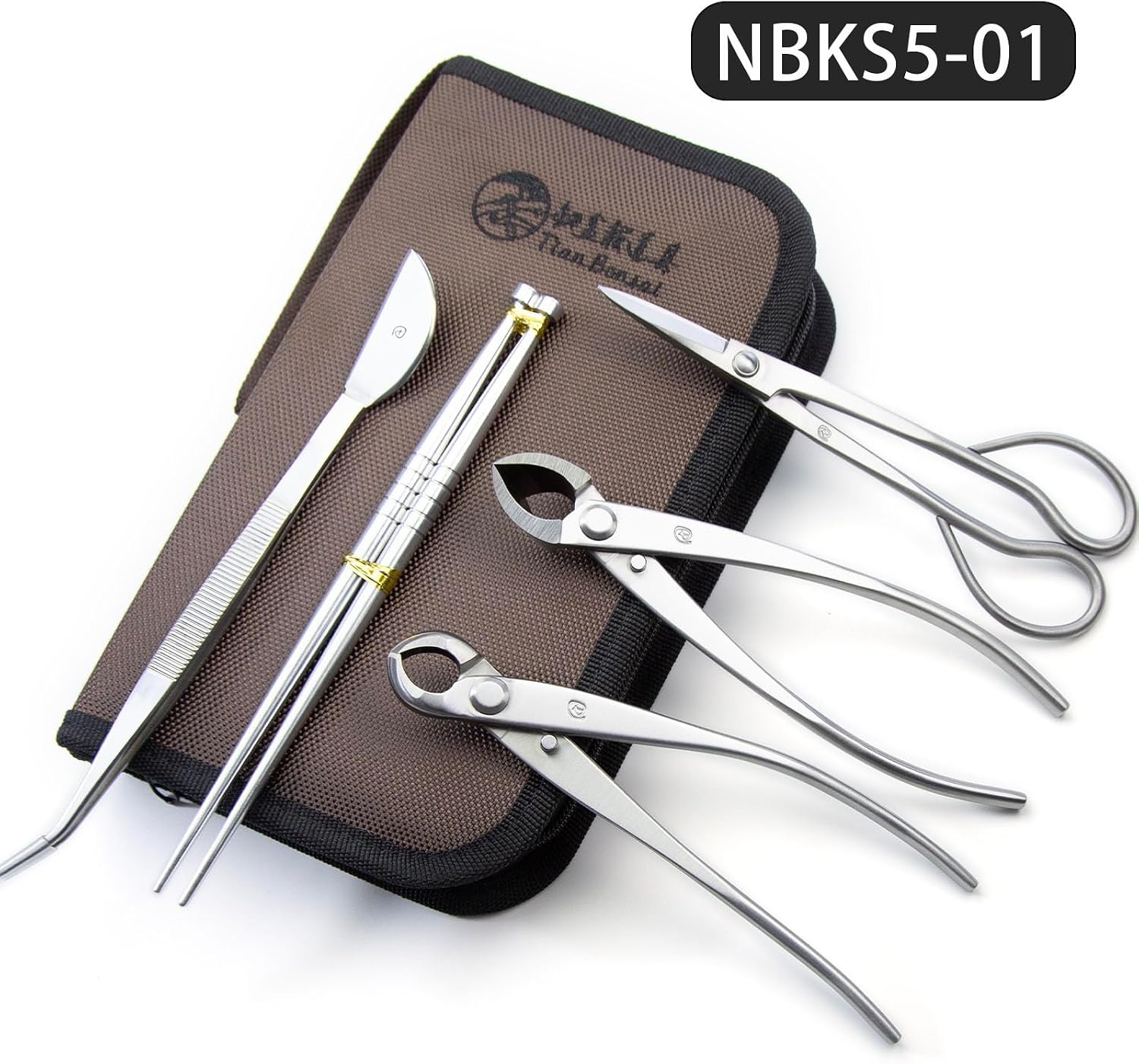 Small Size TianBonsai Bonsai Tools 5-Piece Alloy Steel Bonsai tool Kit In Cluding 180mm Long Handle Scissors / 180mm