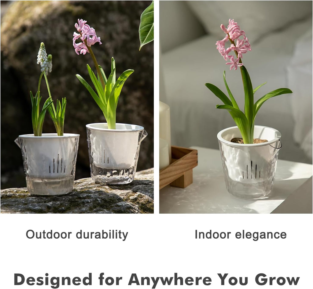 4 Inch Self Watering Plant Pots for Indoor Plants 10 Packs African Violet Pot, Self Watering Planters for Herb, Orchid