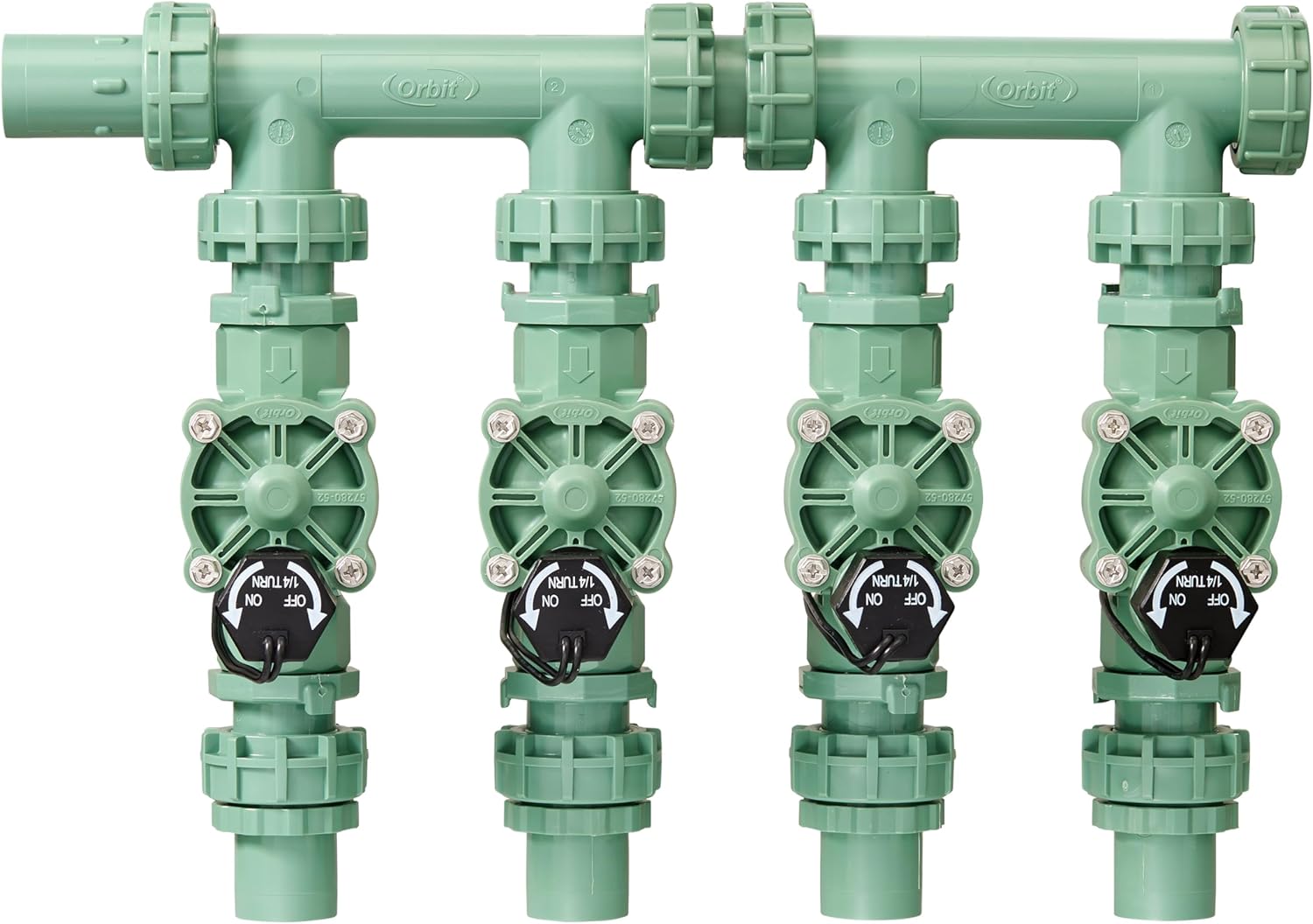 Orbit 57257 4-Valve Preassembled Sprinkler Manifold – Easy Install, Smart Controller Compatible, Works with PVC & Poly