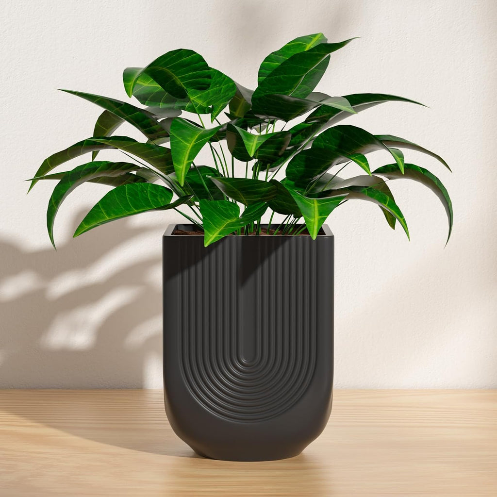 Ceramic Planter, 6 Inch Plant Pot with Drainage, Matte Black | Indoor Outdoor Use, Flower Pot for Plants, Home Garden
