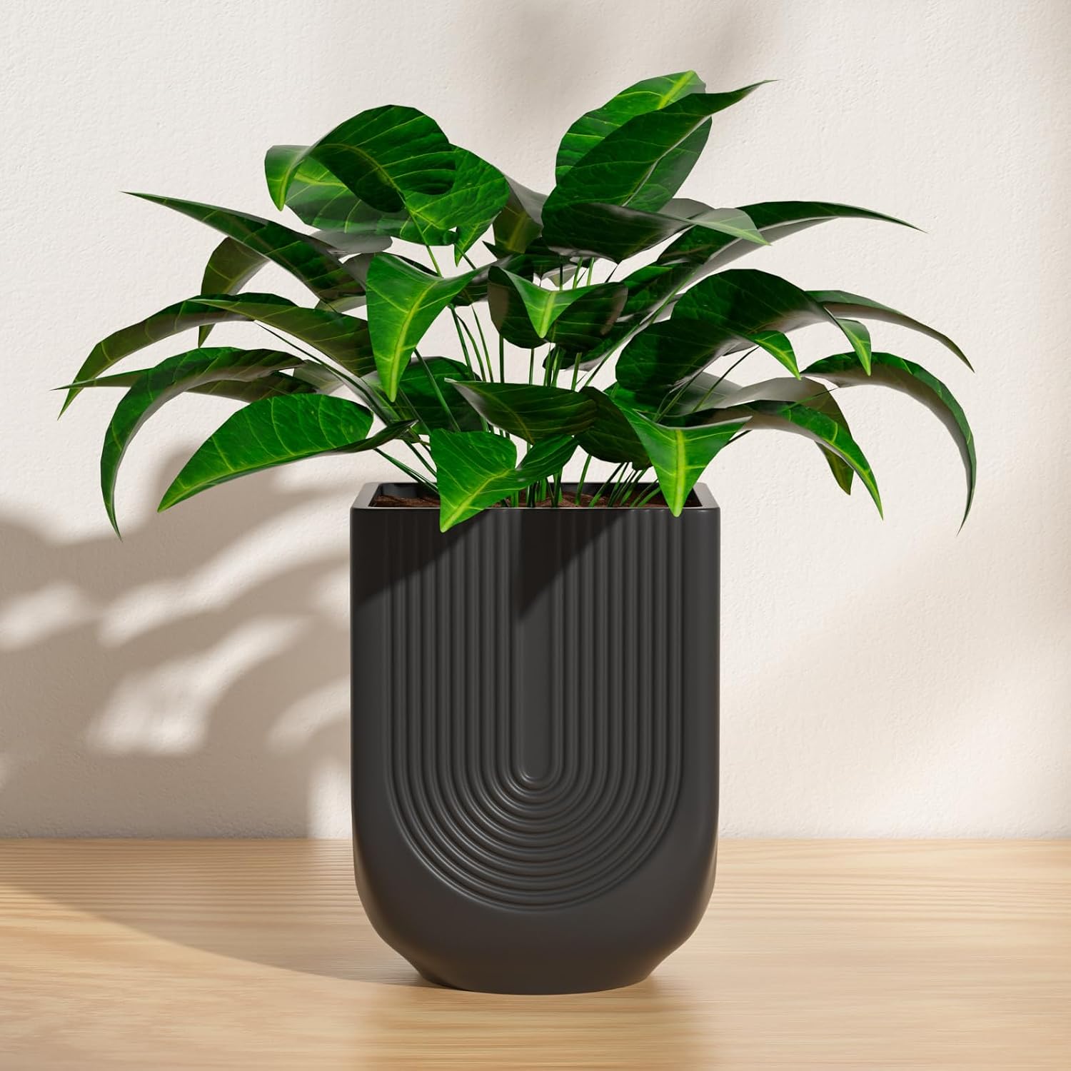 Ceramic Planter, 6 Inch Plant Pot with Drainage, Matte Black | Indoor Outdoor Use, Flower Pot for Plants, Home Garden