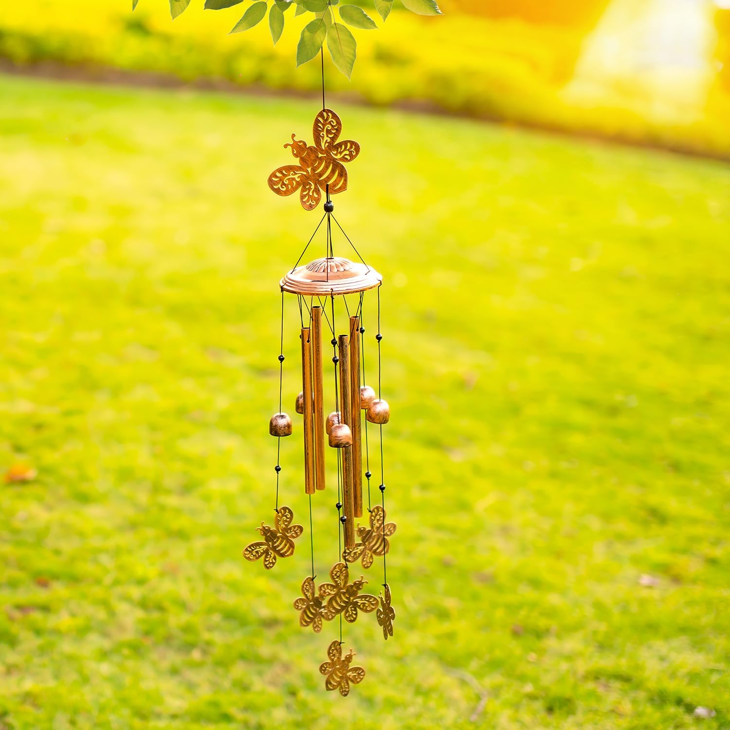 Bee Wind Chimes Outdoor Bee Gifts for Women Mom Men Dad Unique Birthday Metal Honeybee WindChimes for Outside/Indoors