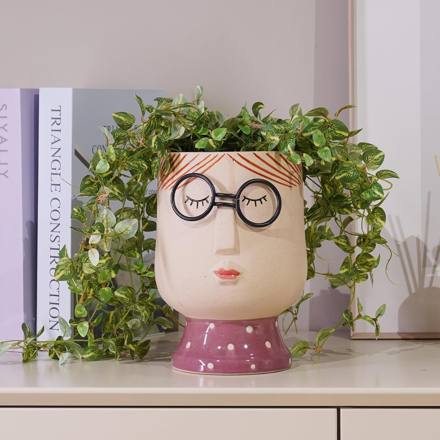 DiliComing Face Planter Indoor Plants Pot 8.3 Inch Succulent Pots | Indoor Face Vase, Lightweight Outdoor Flower