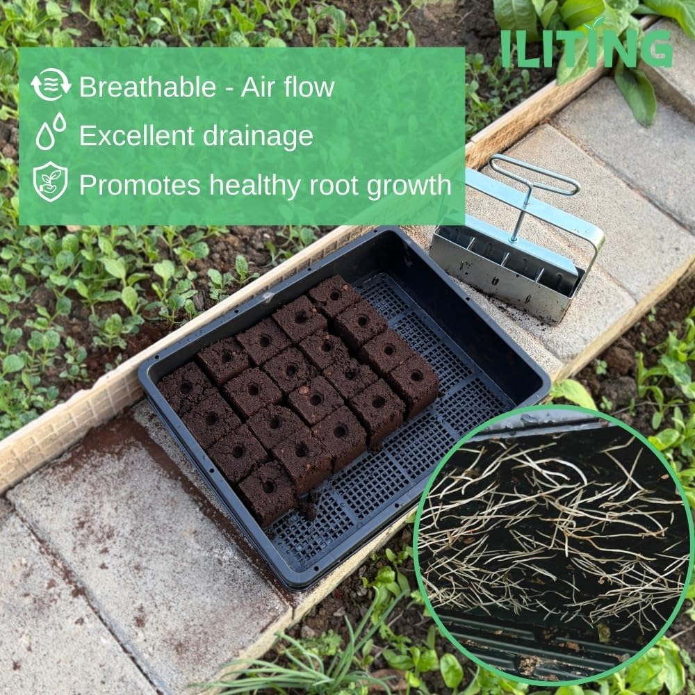 Soil Blocking Trays 15x12inch Mesh Tray 10 Pack Seed Starter Tray Mesh Bottom Trays for Soil Blocks, Seedling