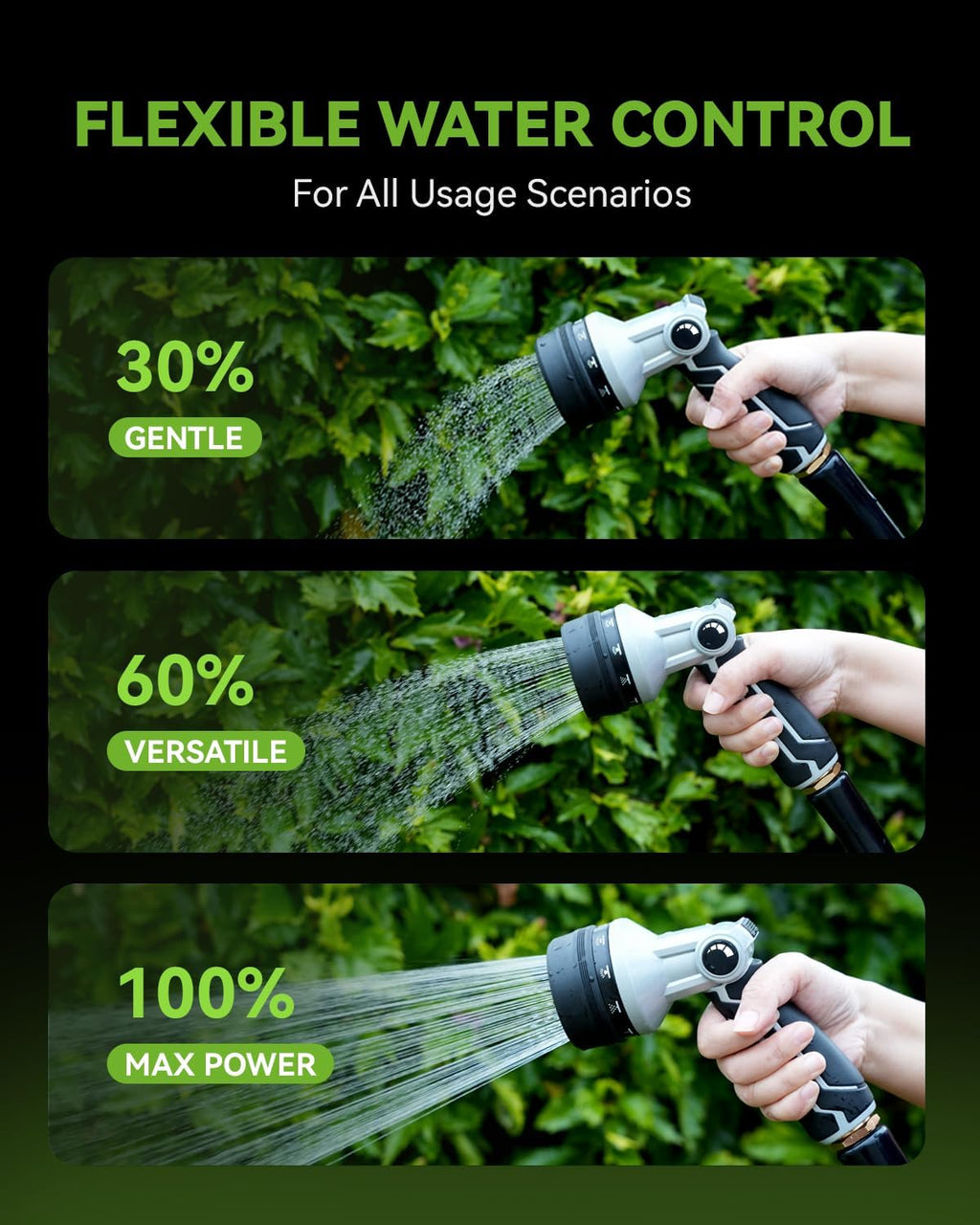 RAINPOINT Full-Metal Garden Hose Nozzle, Heavy Duty Water Hose Nozzle Sprayer With 10 Adjustable Patterns & High
