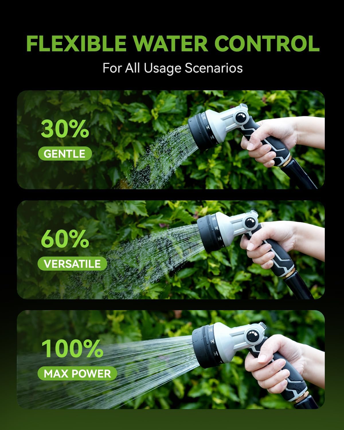 RAINPOINT Full-Metal Garden Hose Nozzle, Heavy Duty Water Hose Nozzle Sprayer With 10 Adjustable Patterns & High