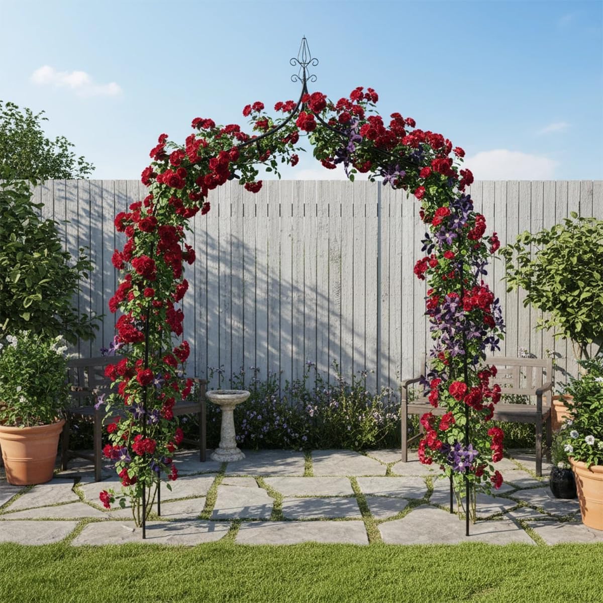 Thick Gothic Pointed Metal Garden Arch Rust-Proof for Climbing Vines Roses | 8.5 ft H x 4.8 ft W, 16mm Steel Tube Arbor