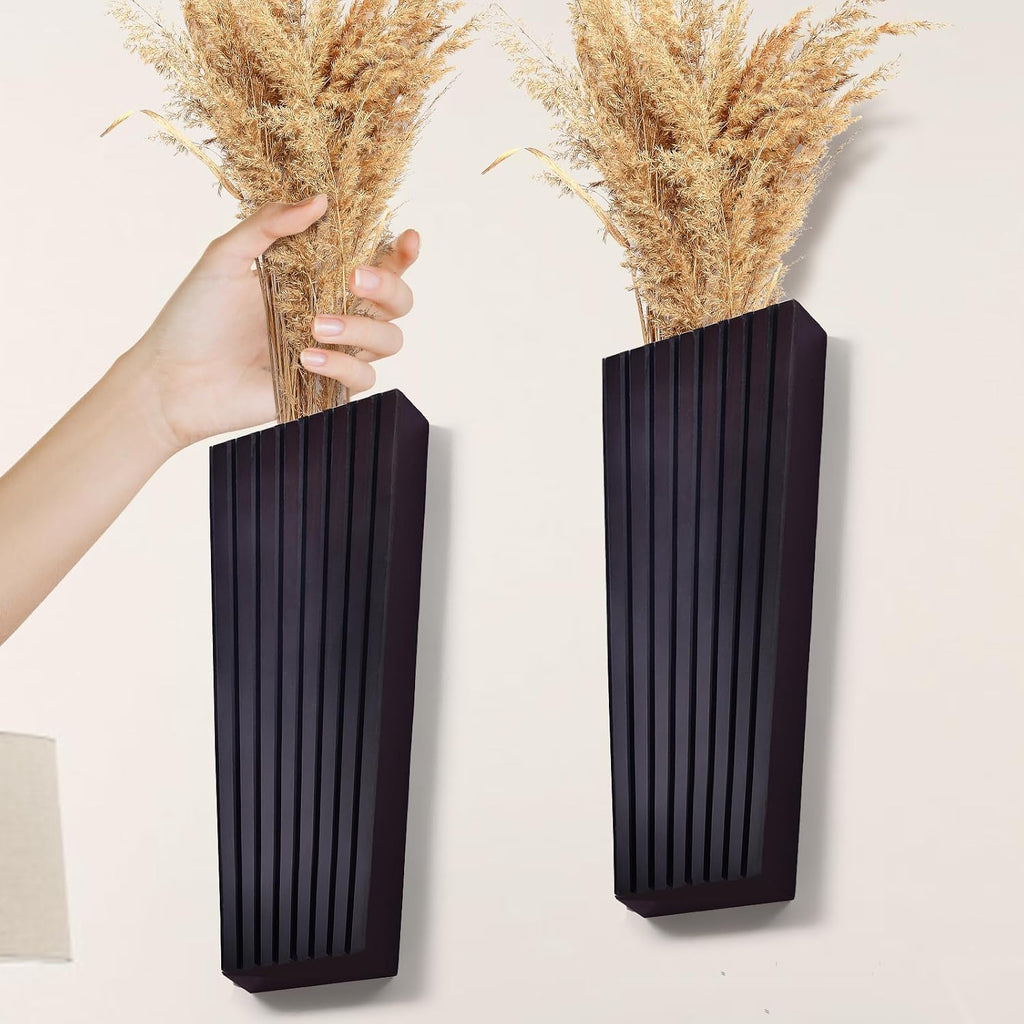 2PCS Wood Wall Planter for Indoor Plants, Wooden Hanging Planter for Dried Flowers and Artificial Greenery