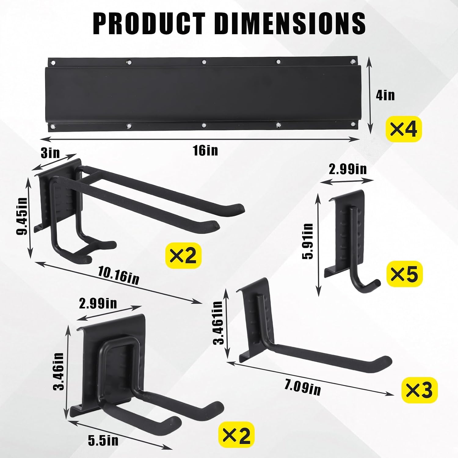 Garvee 64 Inch Garage Tool Organizer Wall Mount, Heavy Duty Garden Tool Storage Organization with 12 Adjustable Hooks