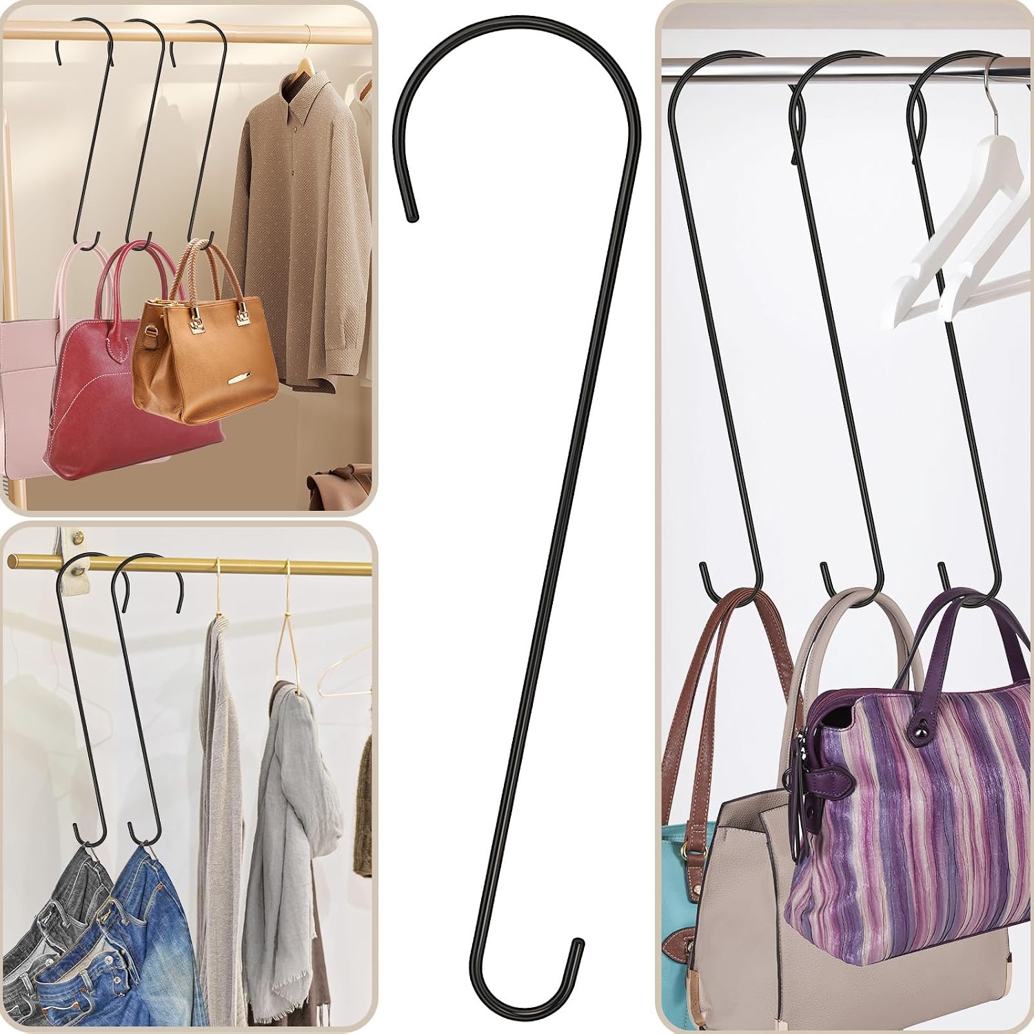 6 Packs 24 Inch Long S Hooks for Hanging Plants,Extra Large S Hooks,Metal Bird Feeder Hooks, Rustproof Garden Planter