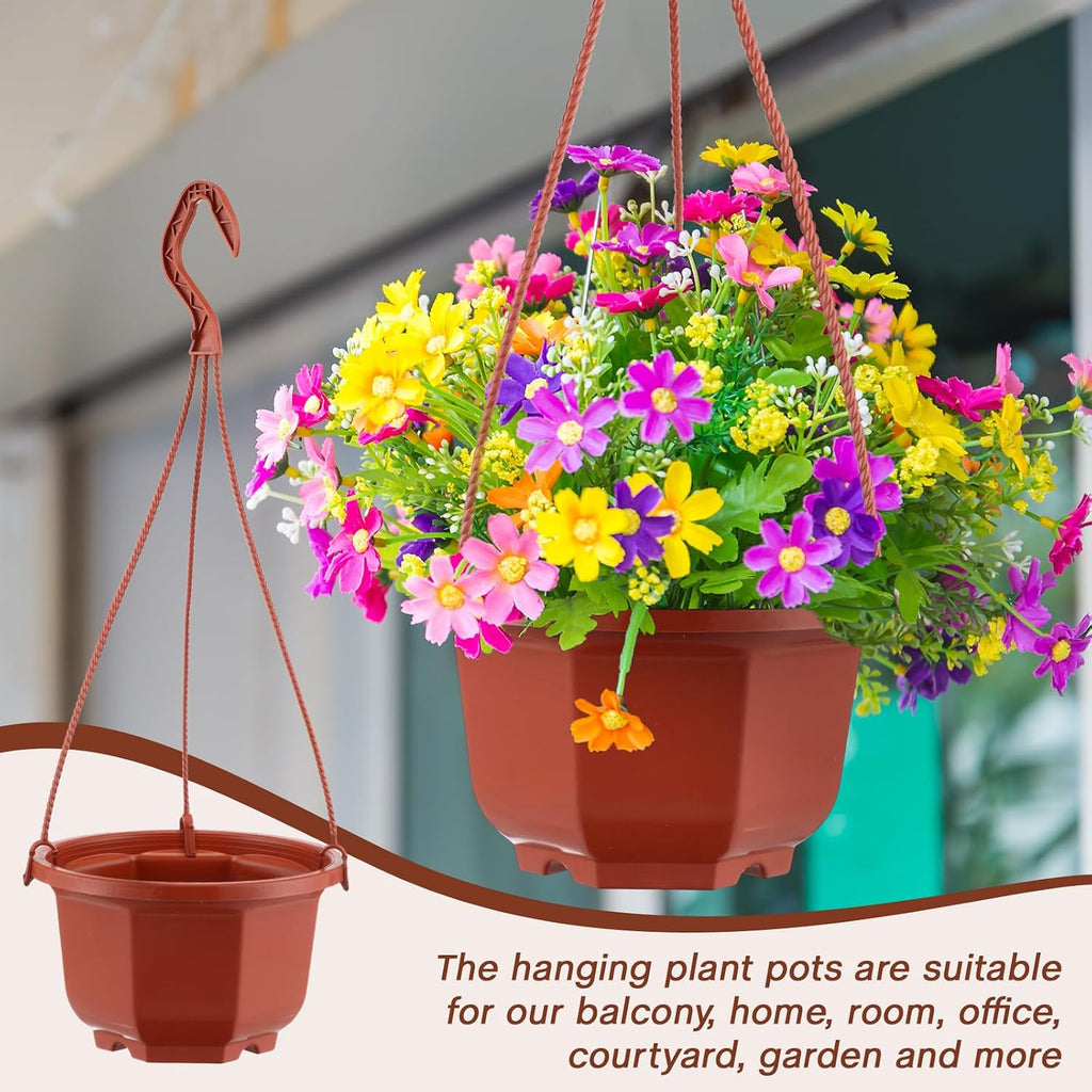 Roshtia 24 Pcs Hanging Plastic Planter Pot with Hook Flower Pots Baskets Hanging Nursery Planter Holder for Outdoor