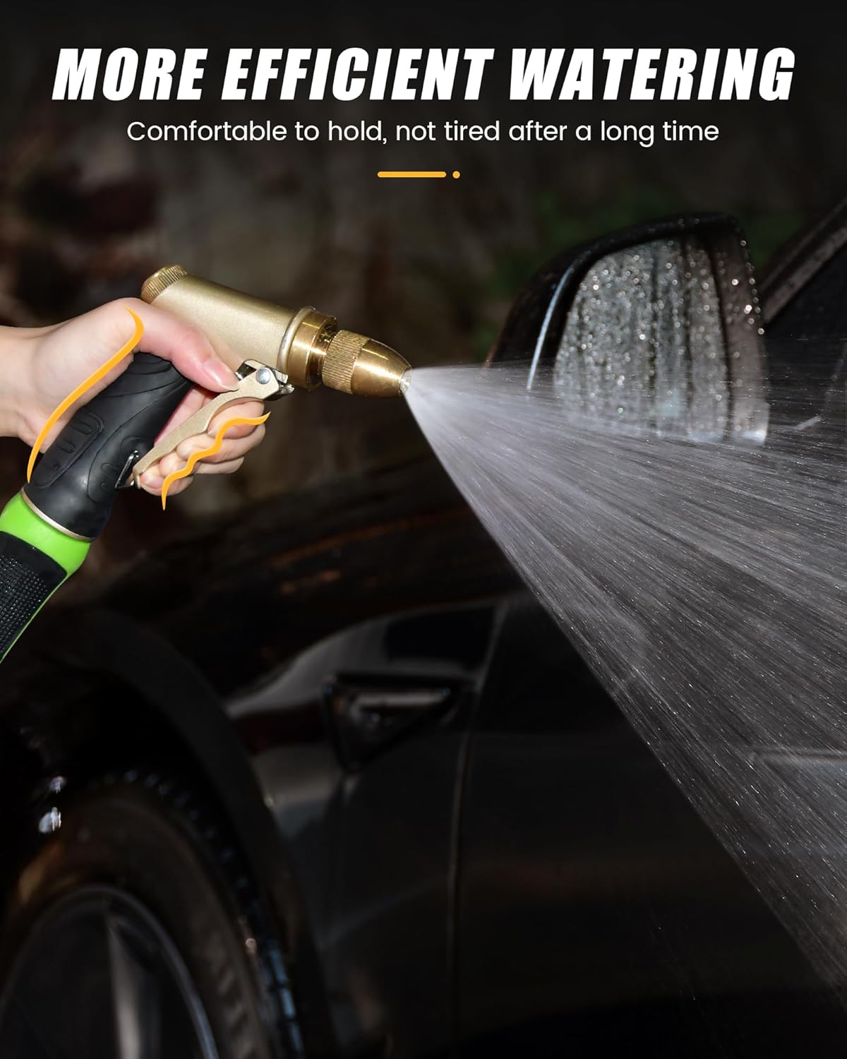 RAINPOINT Garden Hose Nozzle, Upgraded Heavy Duty Metal Spray Nozzle, High Pressure Water Nozzle with Adjustable Spray